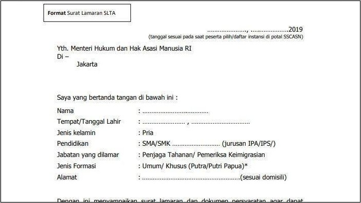 Contoh Surat Lamaran Sscn Untuk S1