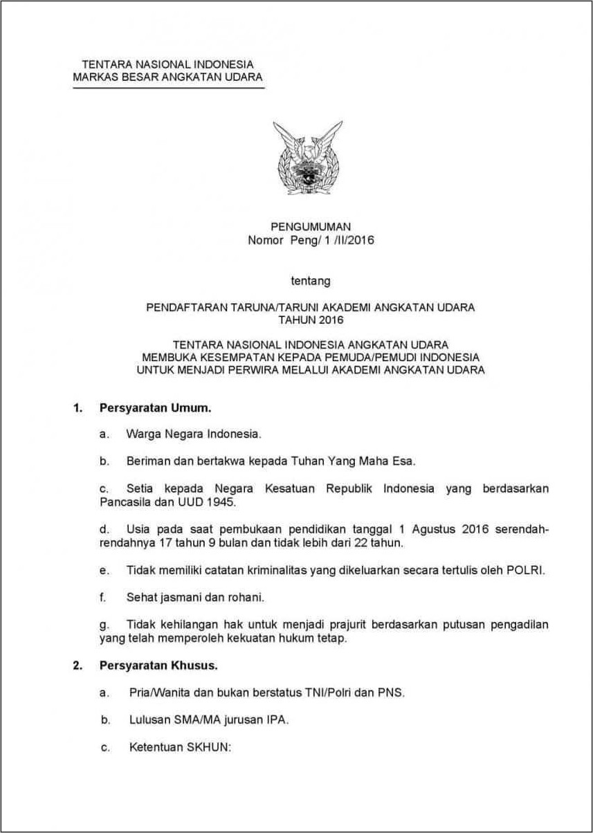 Contoh Surat Lamaran Tni Kesehatan