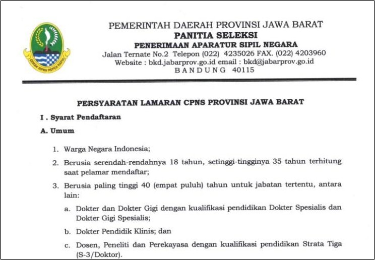 Contoh Surat Lamaran Tulis Tangan Cpns Pemprov Jabar