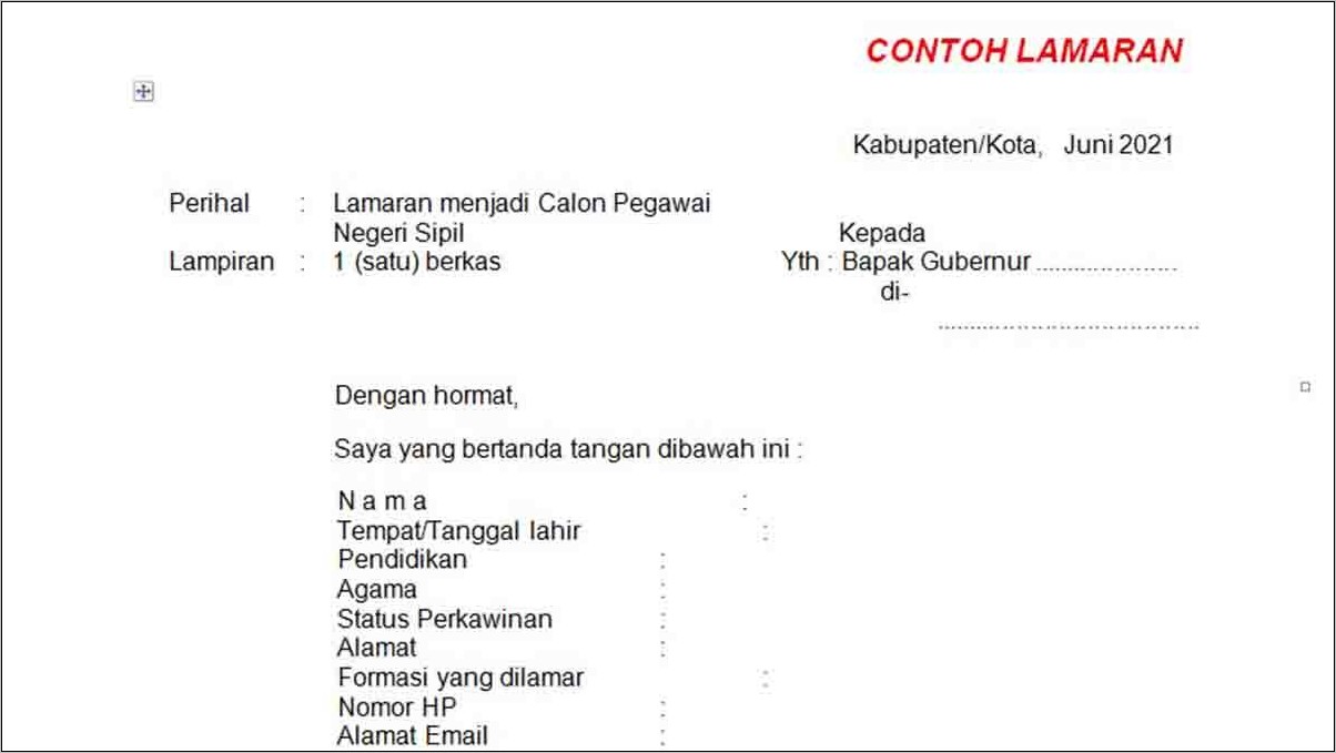 Contoh Surat Lamaran Tulis Tangan Cpns Provinsi Jawa Barat