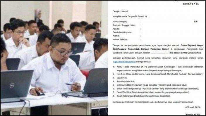Contoh Surat Lamaran Untuk Cpns Untukpemerintah Kota Malang