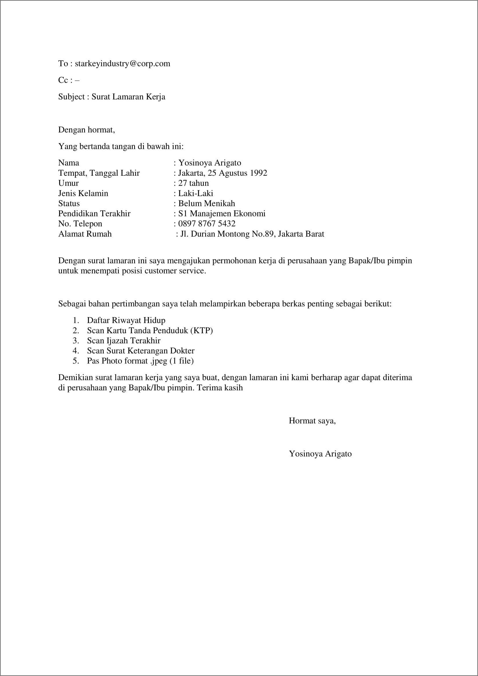Contoh Surat Lamaran Untuk Pemkot Bogor