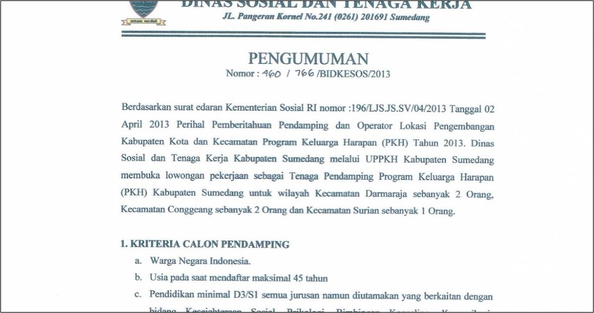 Contoh Surat Lamaran Untuk Uppkh