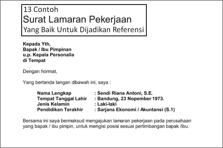 Contoh Surat Lmran Pekerjaan