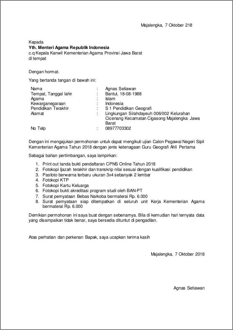 Contoh Surat Melamar Kerja Di Planet