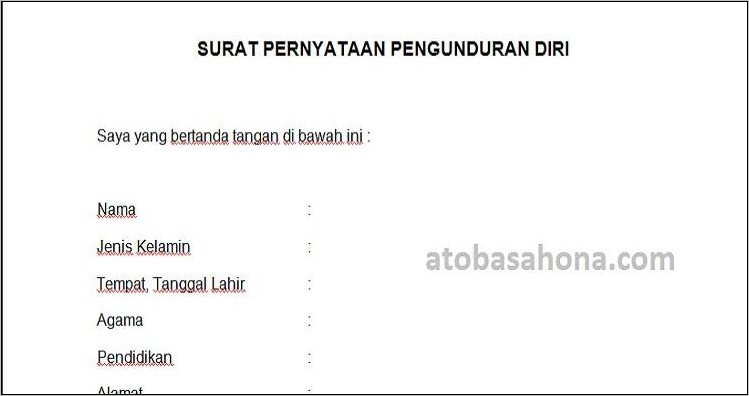 Contoh Surat Pemberhentian Kerja Thlp