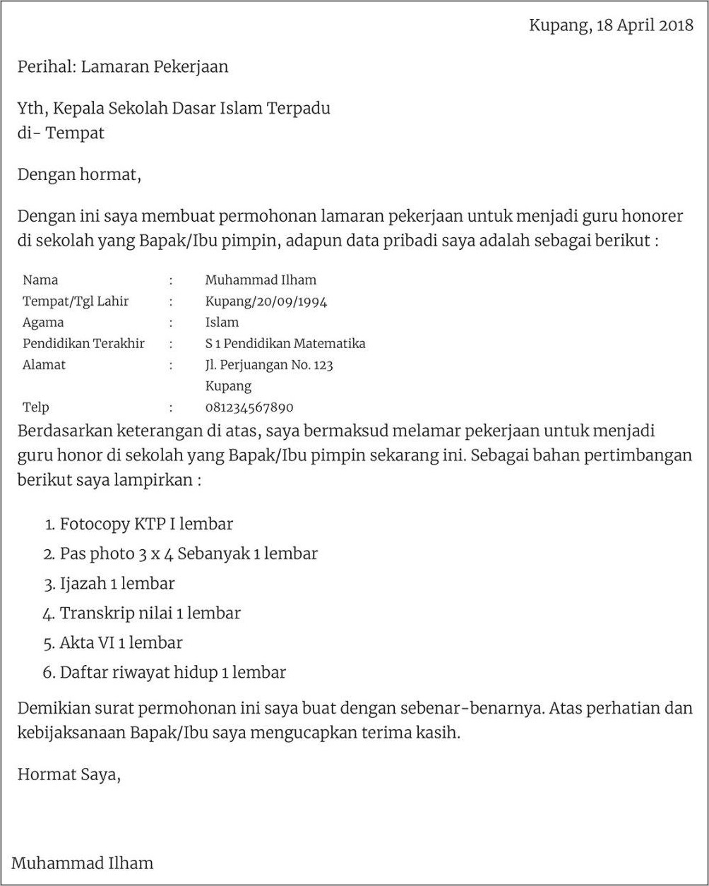 Contoh Surat Pengalaman Kerja Guru Smk