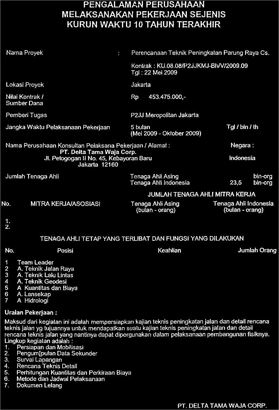 Contoh Surat Pengalaman Kerja Kontraktor