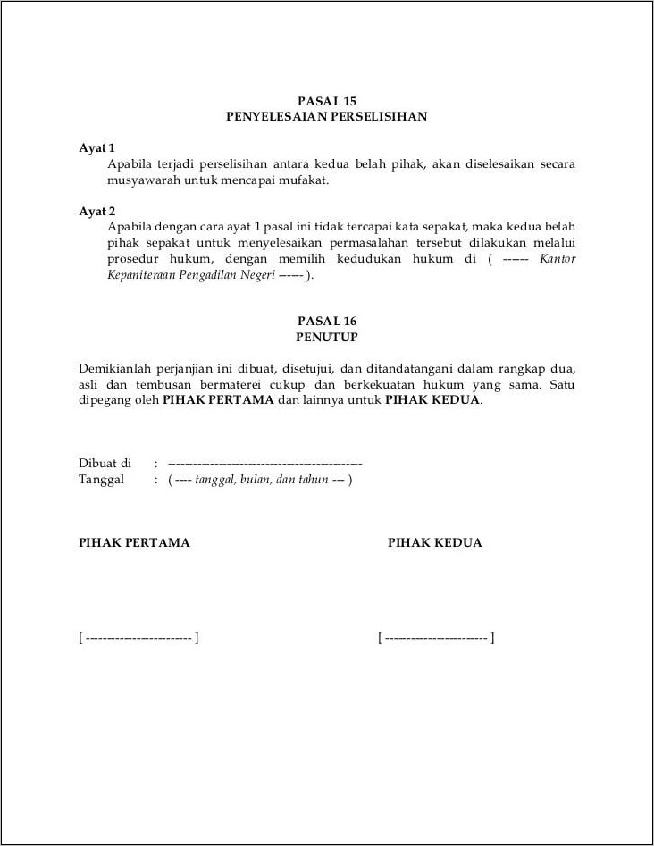 Contoh Surat Penyelesaian Kontrak Kerja Karyawan