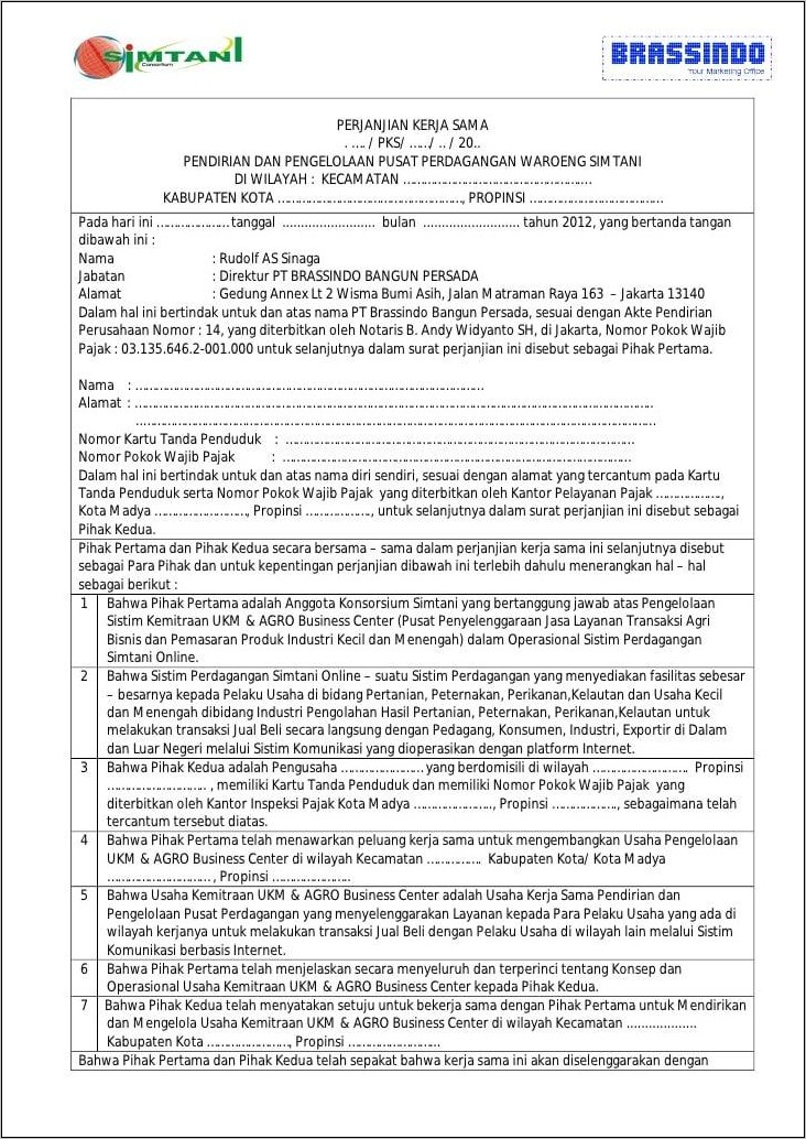Contoh Surat Perjanjian Kerja Sama Jasa Layanan Fotocopy