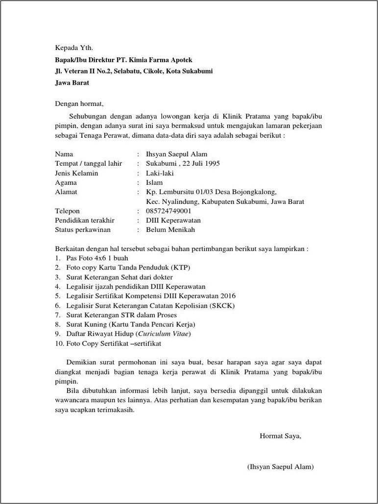 Contoh Surat Permohonan Izin Lembaga Pelatihan Kerja Kota Sukabumi