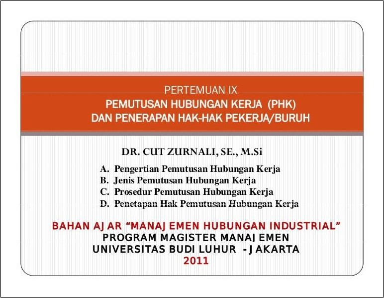 Contoh Surat Permohonan Penetapan Pemutusan Hubungan Kerja