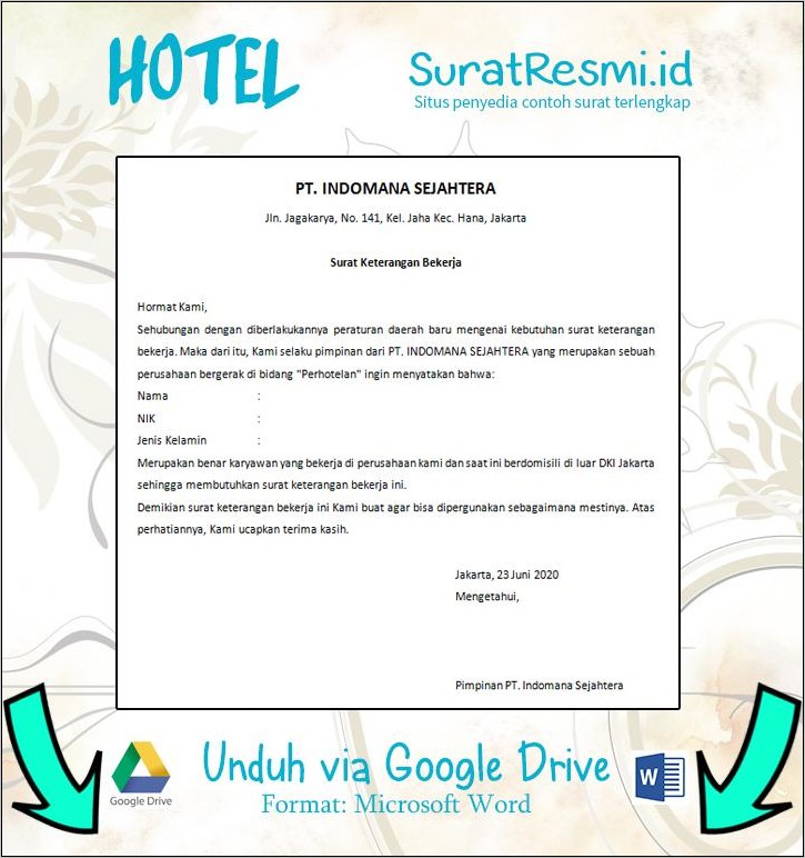 Contoh Surat Permohonan Pernyataan Keterangan Bekerja