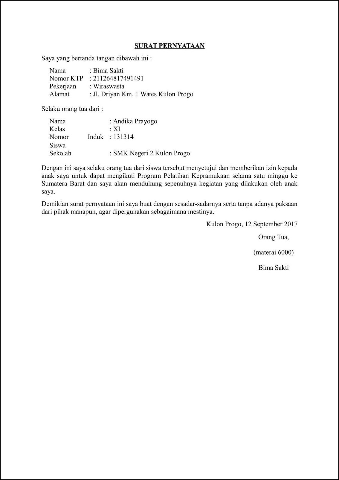 Contoh Surat Pernyataan Adanya Aktivitas Kantor Pada Jam Kerja
