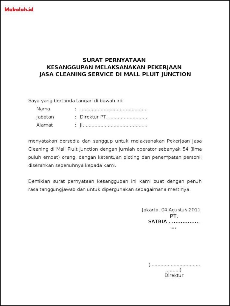 Contoh Surat Pernyataan Bekerja Di Sekolah