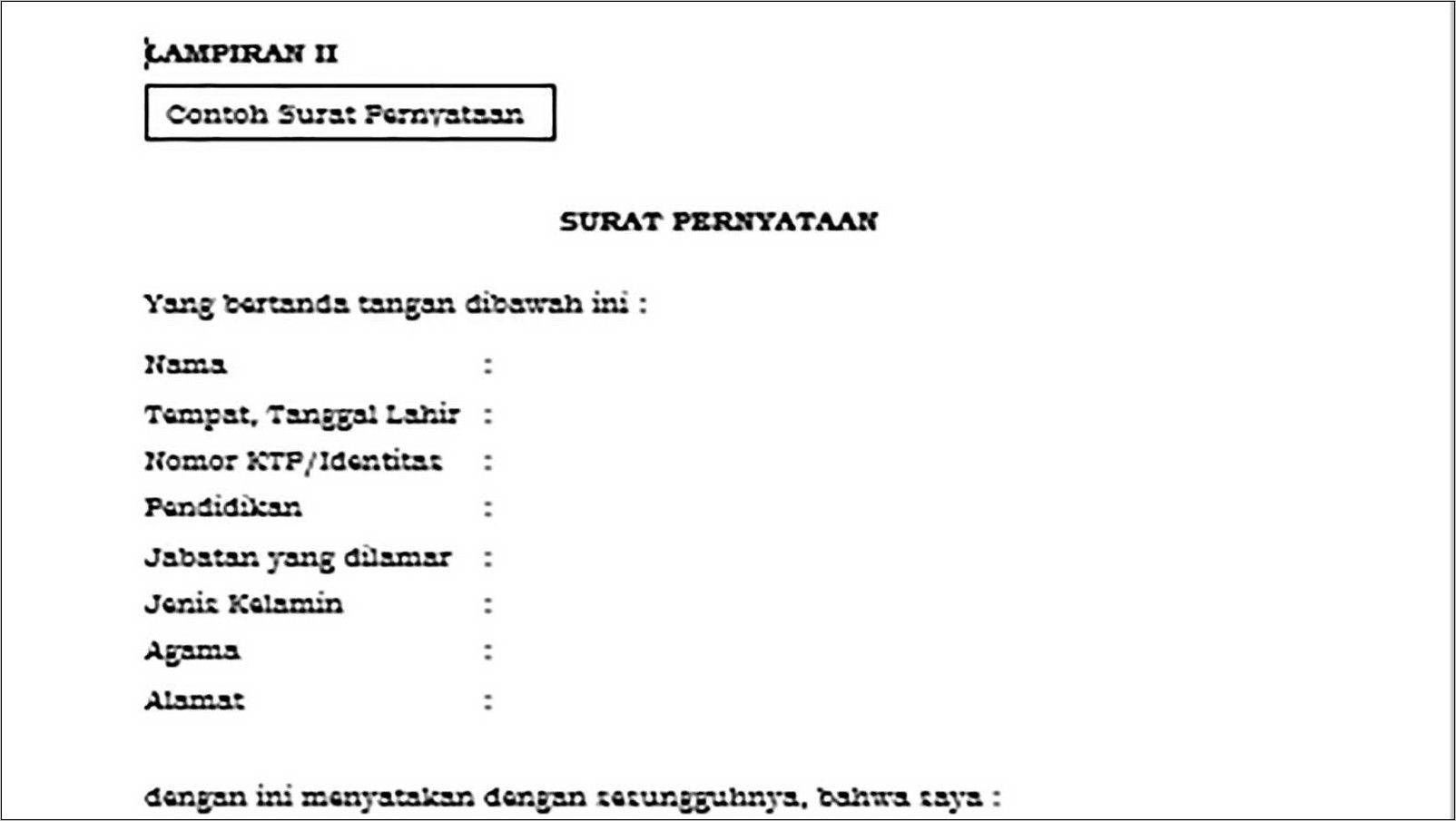 Contoh Surat Pernyataan Dan Surat Lamaran