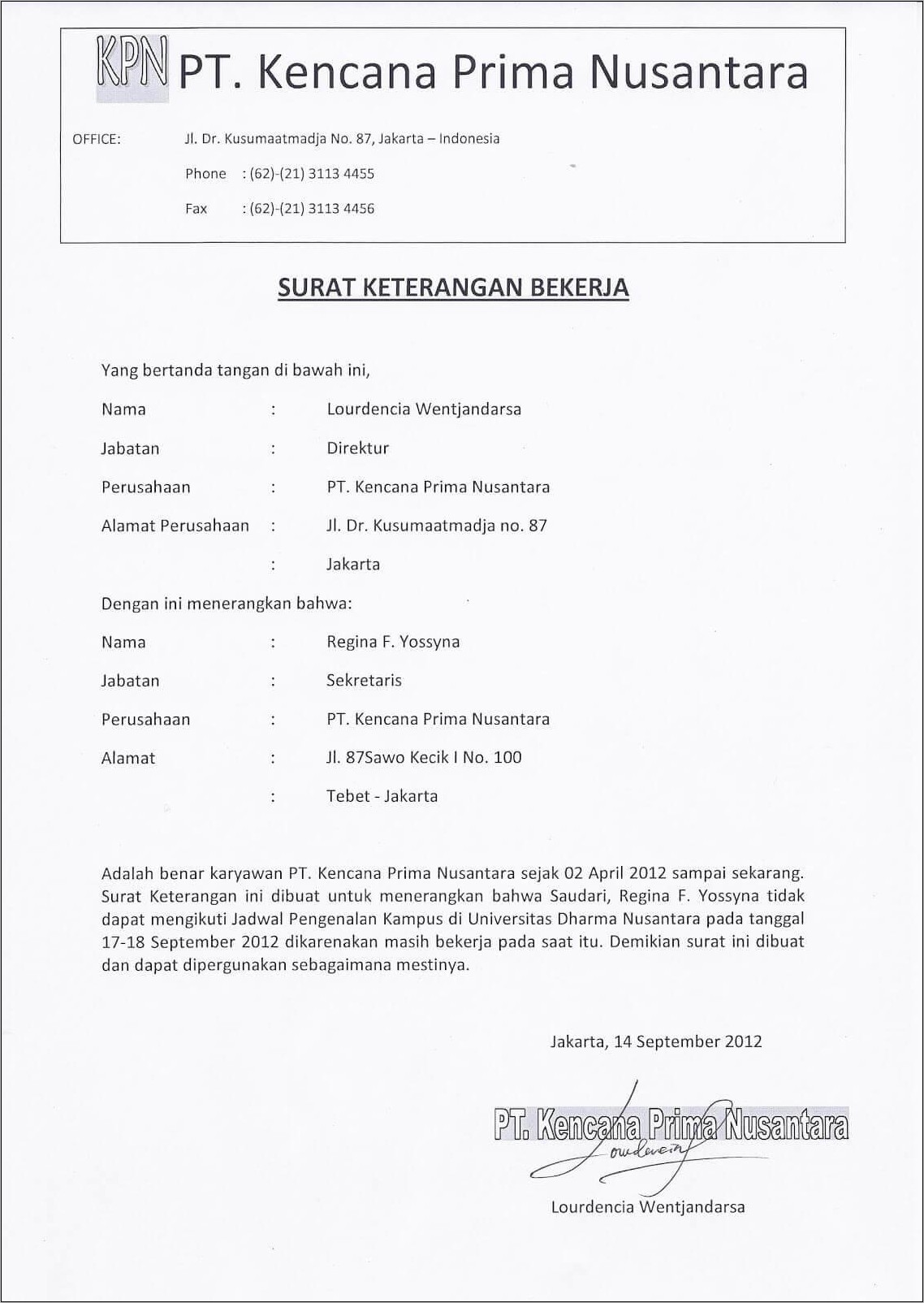 Contoh Surat Pernyataan Lembur Kerja