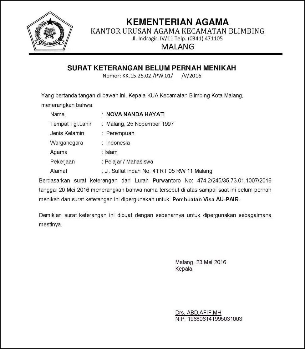 Contoh Surat Pernyataan Pernah Kerja