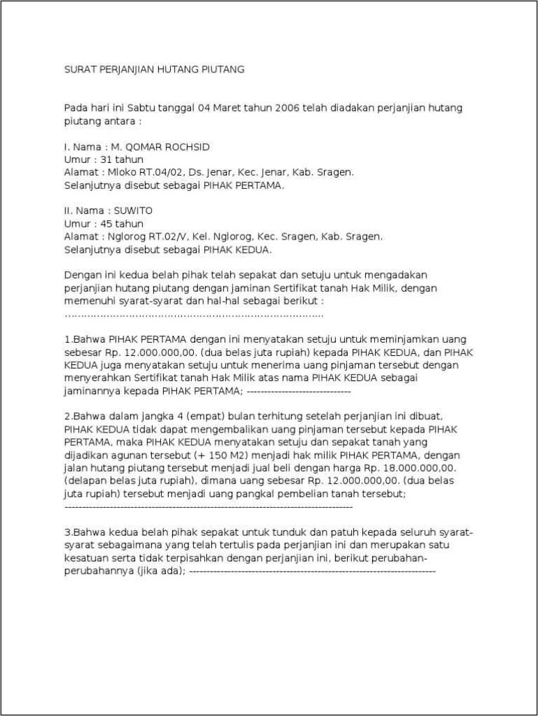 Contoh Surat Pernyataan Sebagai Penjamin Kerja