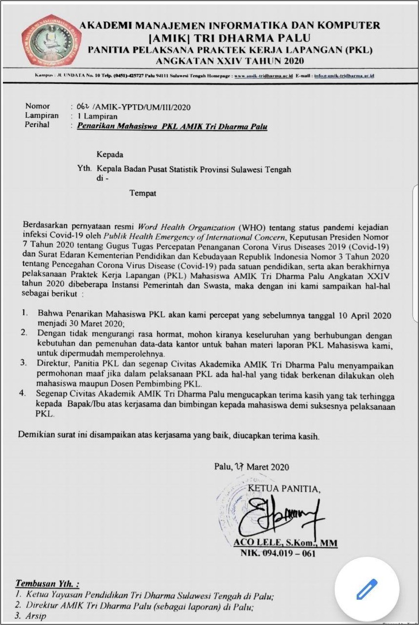 Contoh Surat Prakerin Kerja