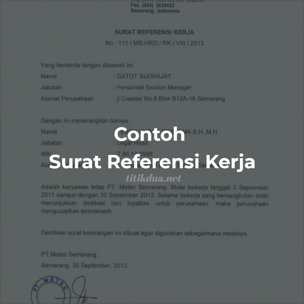 Contoh Surat Referansi Kerja