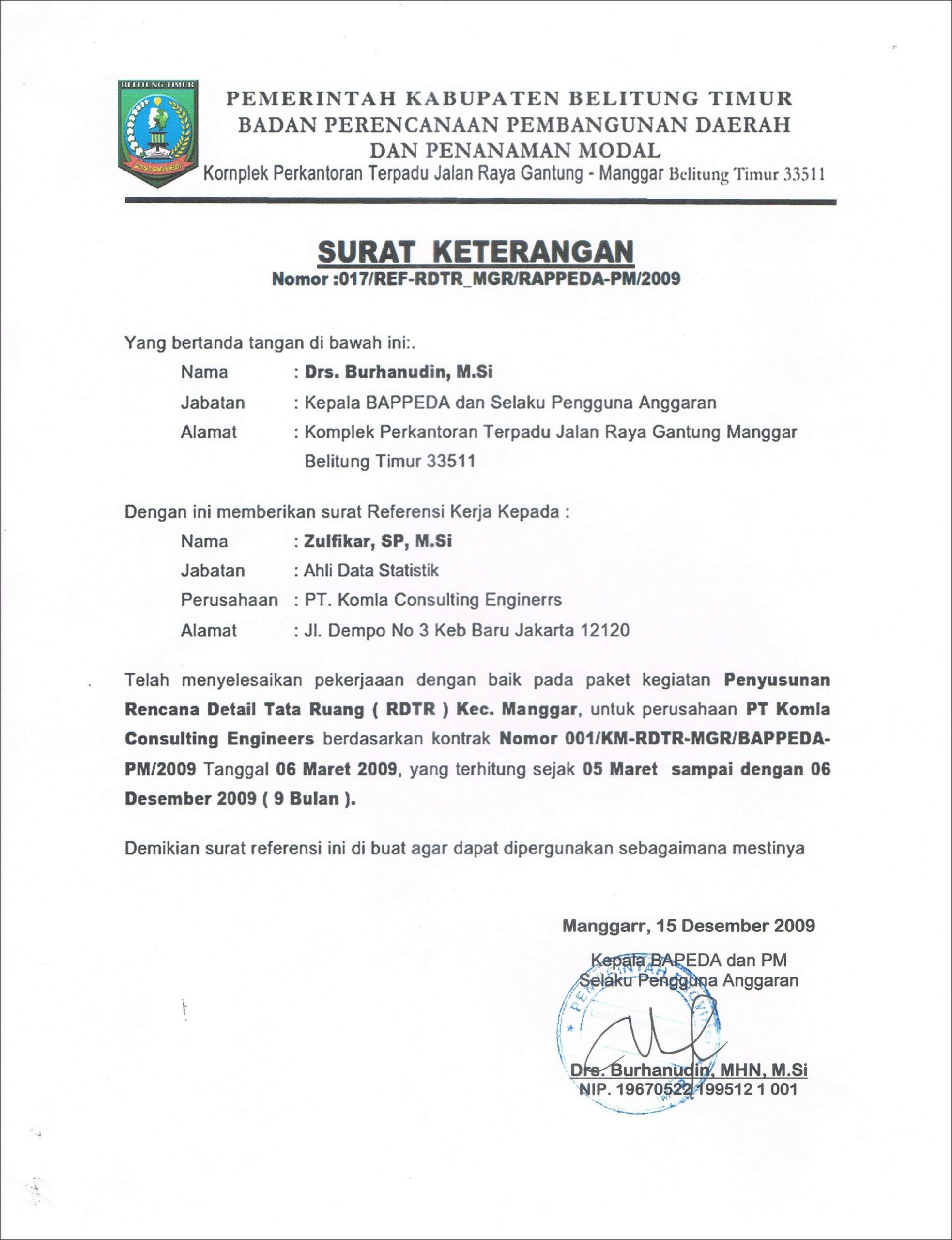 Contoh Surat Referensi Kerja 2019