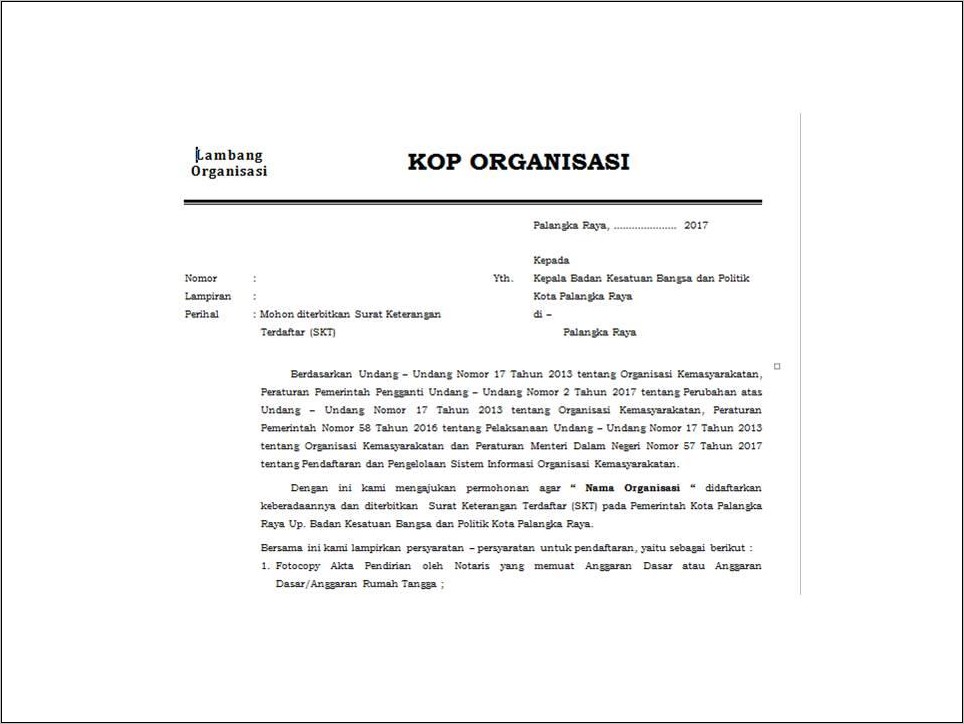 Contoh Surat Rekomendasi Kerja Dari Ormas