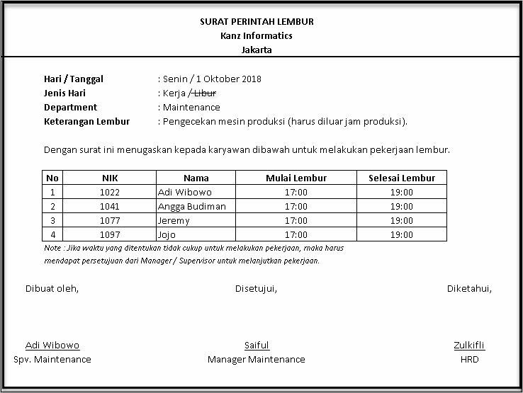 Contoh Surat Surat Perintah Kerja