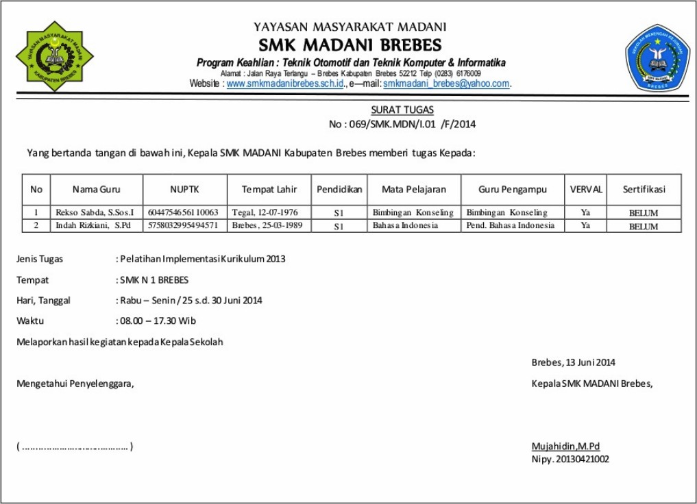 Contoh Surat Tugas Join Inspeksi Pekerjaan Di Pupr