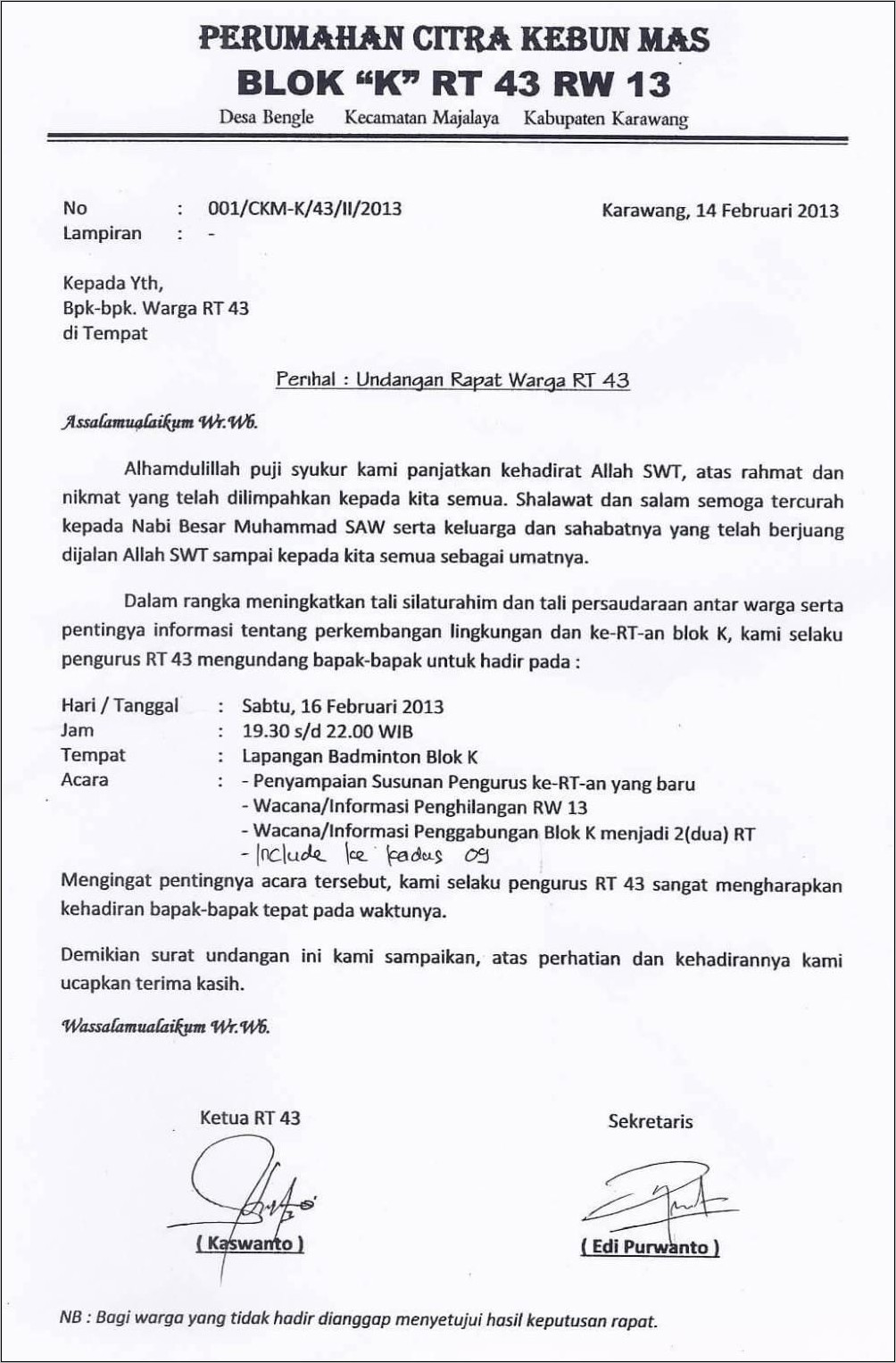 Contoh Surat Undangan Bekerja