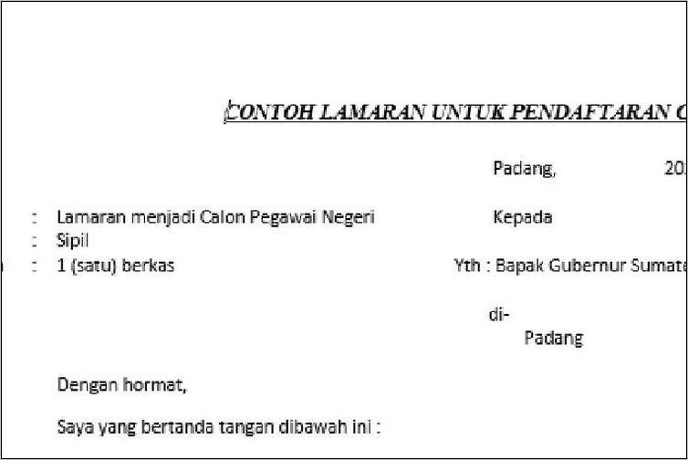 Download Contoh Surat Lamaran Cpns Kabupaten Bogor