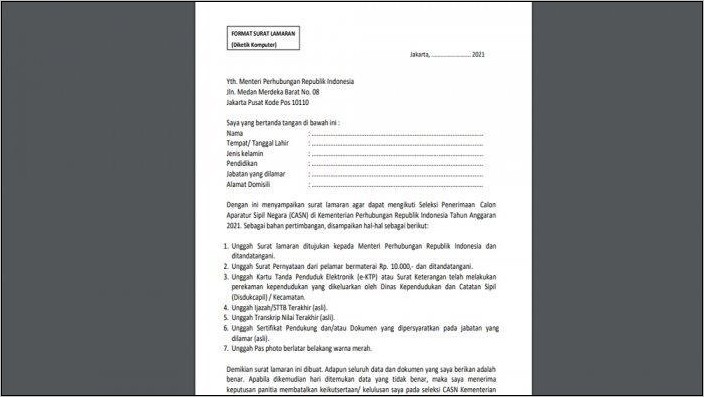 Surat Lamaran Contoh Kerja Di Ep