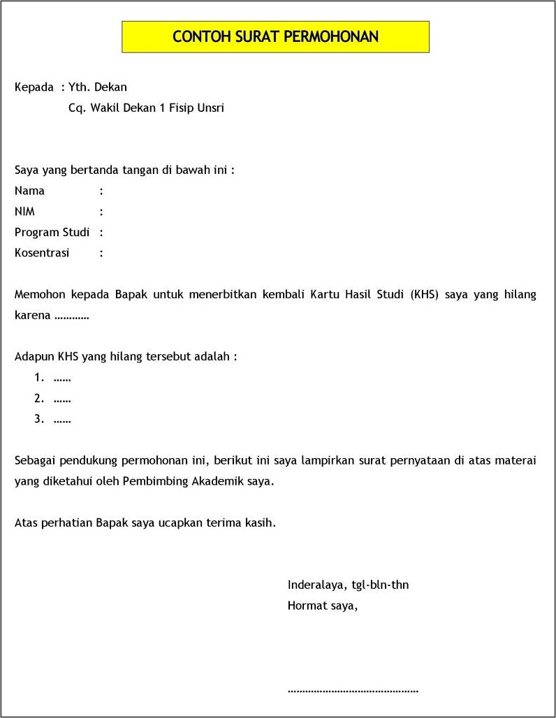 Contoh Draft Surat Pernyataan Pengantar Borang Aipt