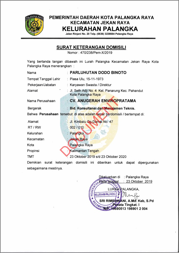 Contoh Formas Surat Pernyataan Pindah Ktp