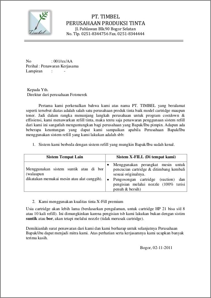 Contoh Format Surat Permohonan Service Komputer