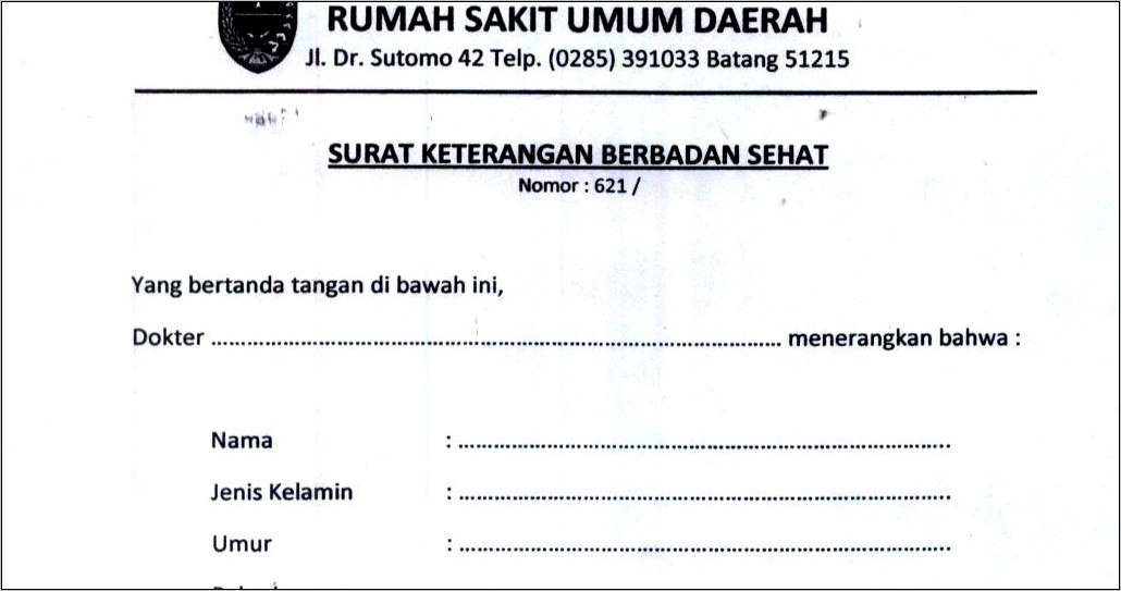 Contoh No Surat Keterangan Sakit