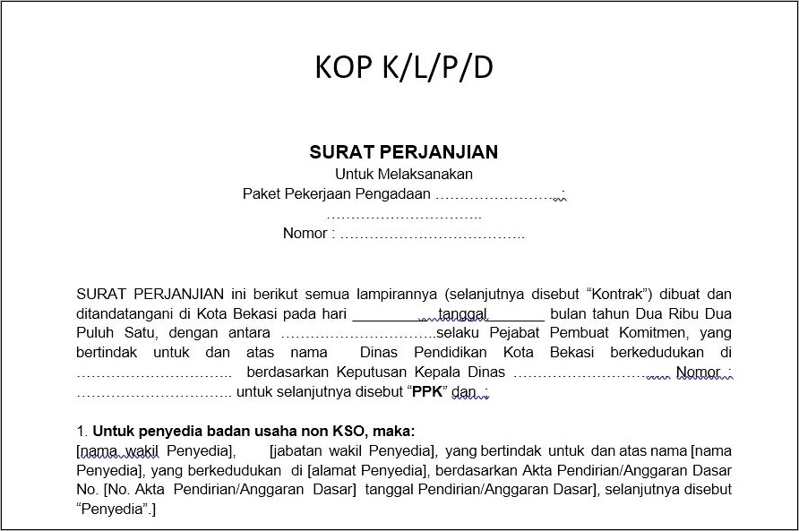 Contoh Nomor Surat Perjanjian