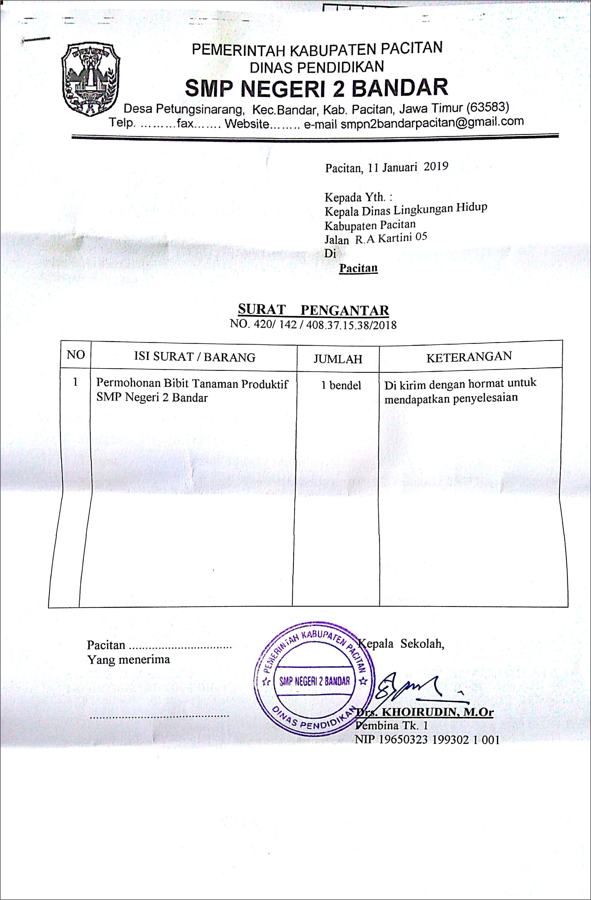 Contoh Surat Dinas Permohonan Bantuan Bibit Jernang