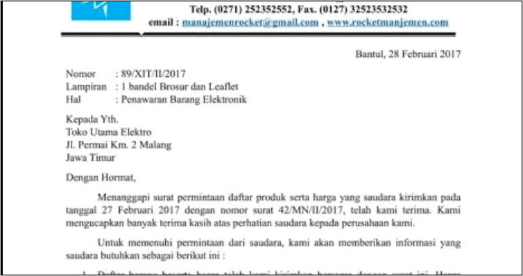 Contoh Surat Jawaban Perjanjian Kerjasama