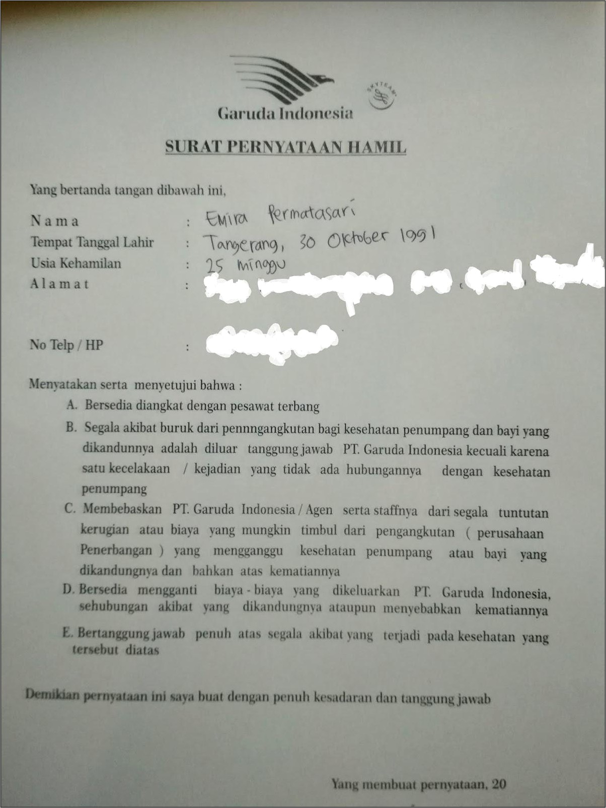 Contoh Surat Keterangan Bebas Paraben