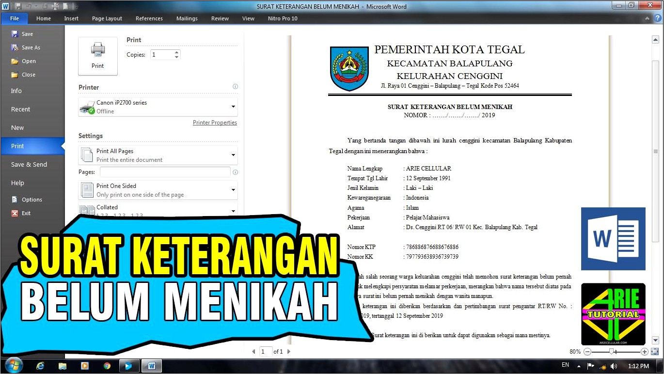 Contoh Surat Keterangan Belom