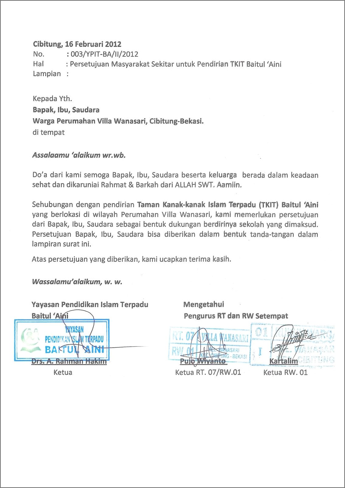 Contoh Surat Keterangan Dari Tk