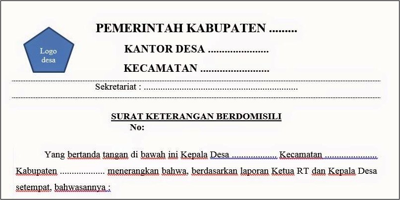 Contoh Surat Keterangan Domisili Dari Desa Kabupaten Magelang