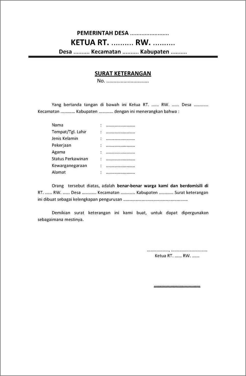 Contoh Surat Keterangan Domisili Dari Kelurahan Kota Malang