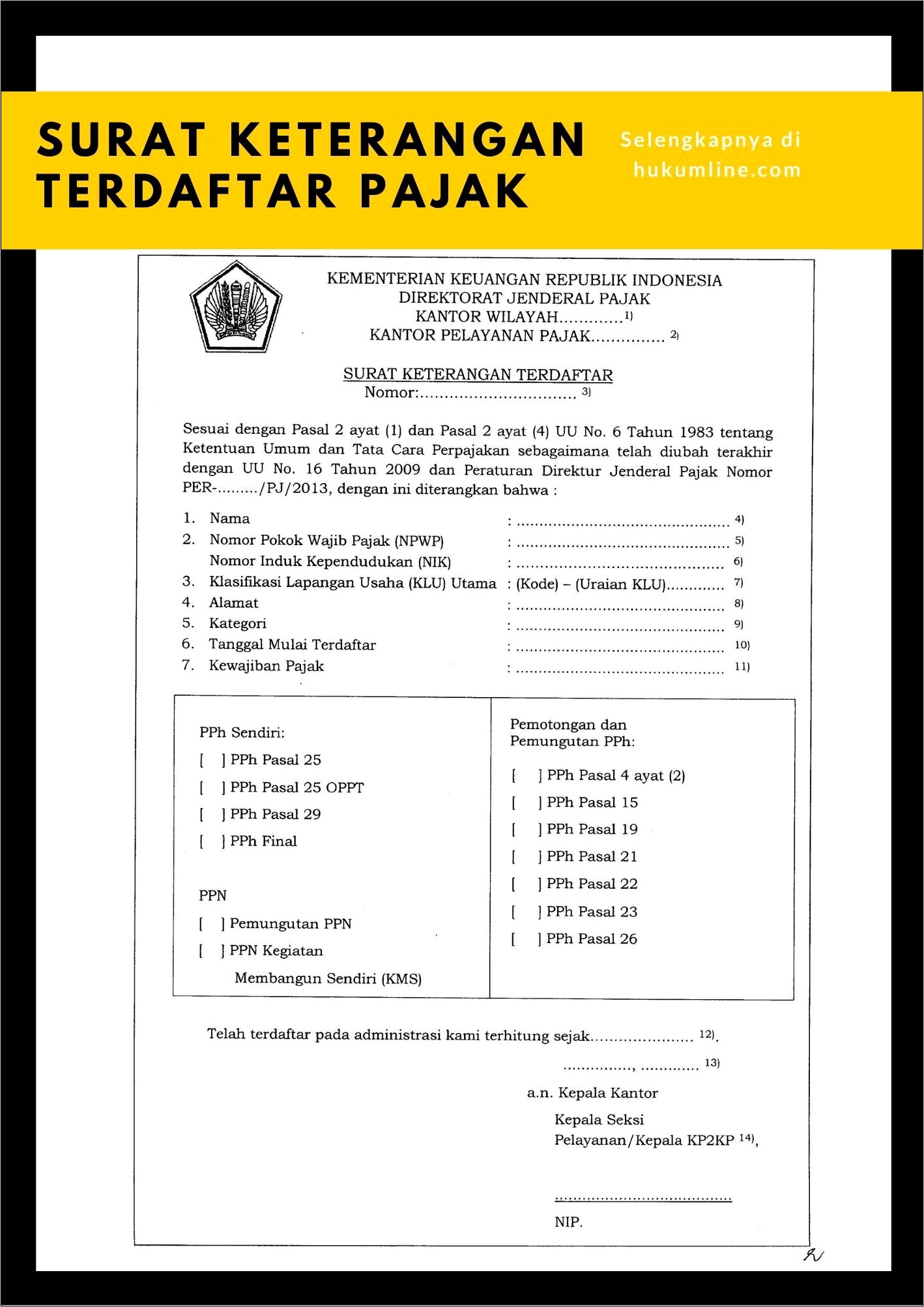 Contoh Surat Keterangan Domisili Kementrian Pajak Bahasa Indonesia