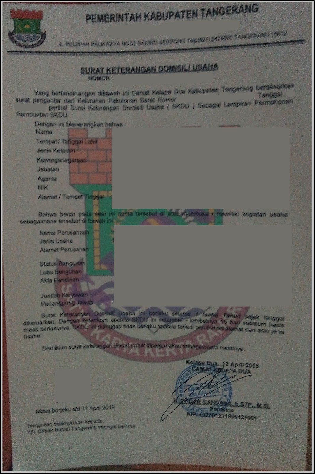Contoh Surat Keterangan Domisili Usaha Skdu Sleman Yogyakarta