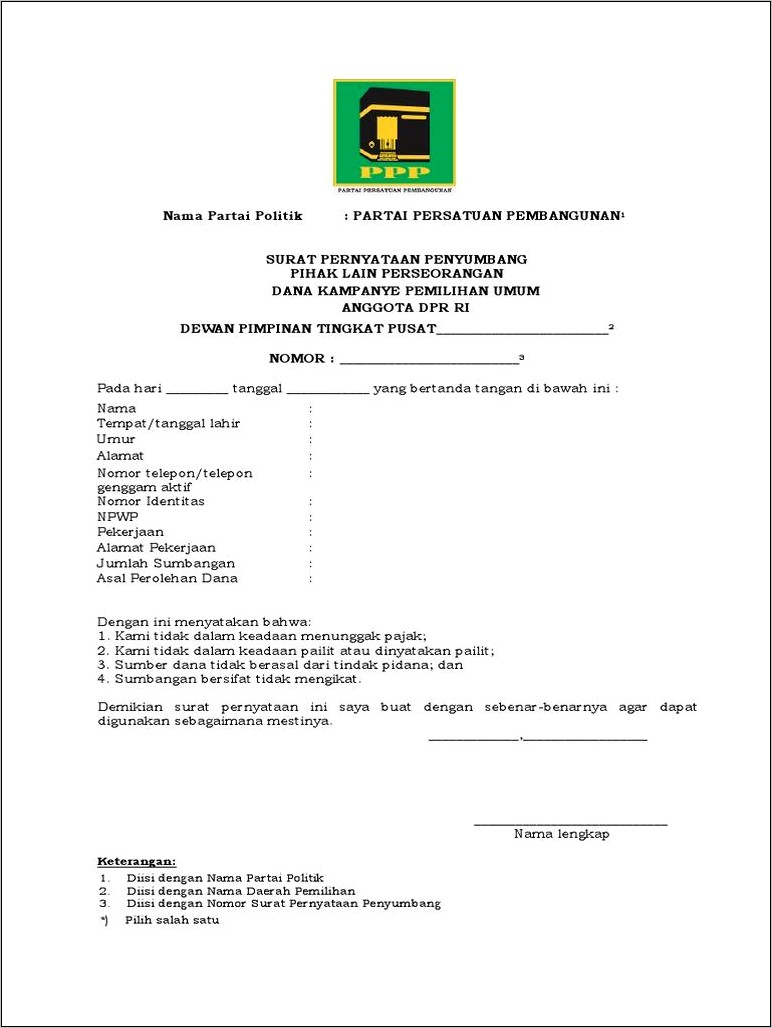 Contoh Surat Keterangan Dpr