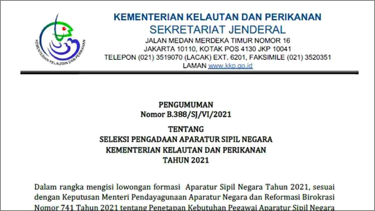 Contoh Surat Keterangan Formasi