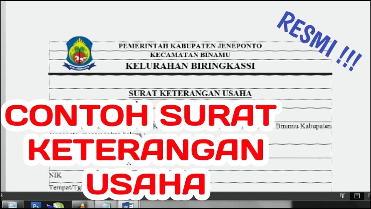 Contoh Surat Keterangan Ganguan Usaha