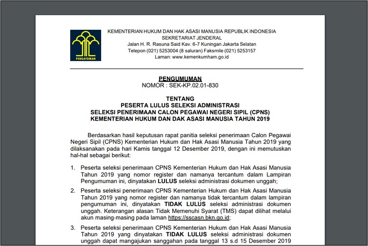 Contoh Surat Keterangan Ijazah Telah Ada Sebelum Menjadi Cpns